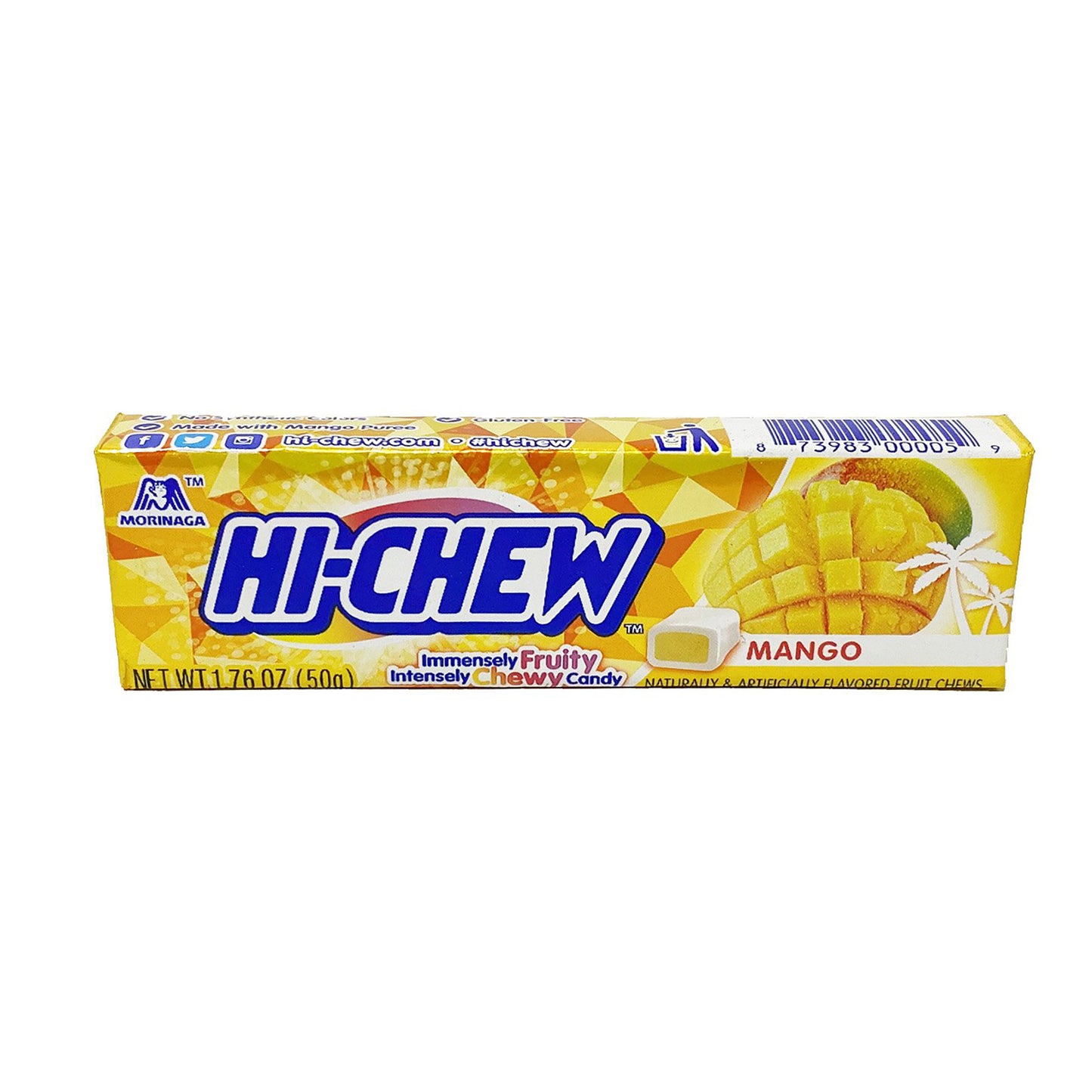 Front graphic image of Morinaga Hi-Chew Chewy Candy - Mango Flavor 1.76oz
