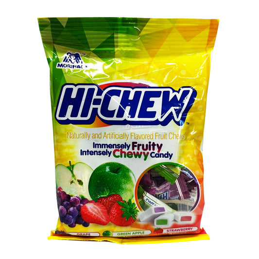 Front graphic image of Morinaga Hi-Chew Chewy Candy Original Mix - Grape, Green Apple, Strawberry Flavor 3.53 oz