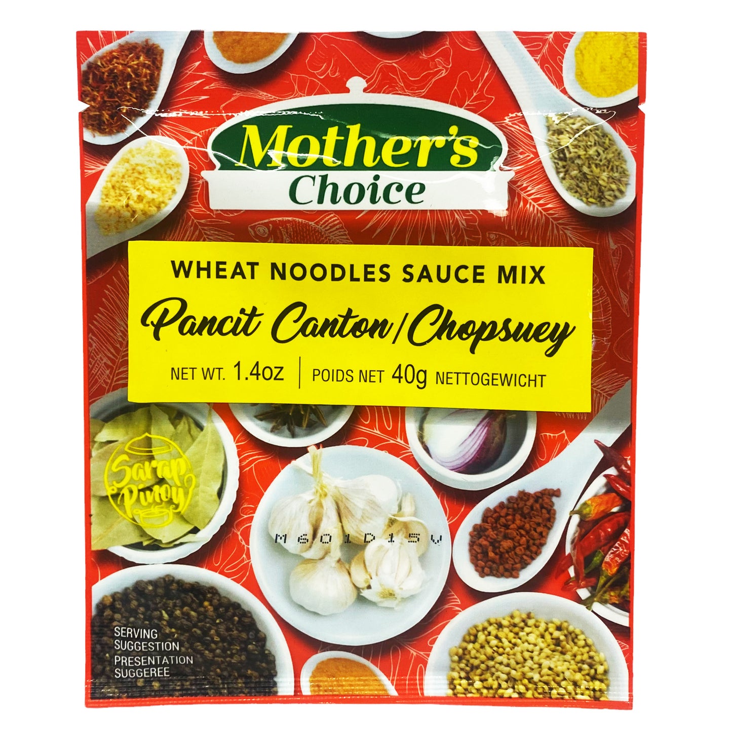 Front graphic image of Mother's Choice Wheat Noodles Sauce Mix - Pancit Canton/Chopsuey 1.4oz (40g)
