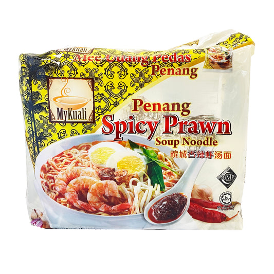 Front graphic image of MyKuali Penang Spicy Prawn Noodle 4 Pack 14.82oz