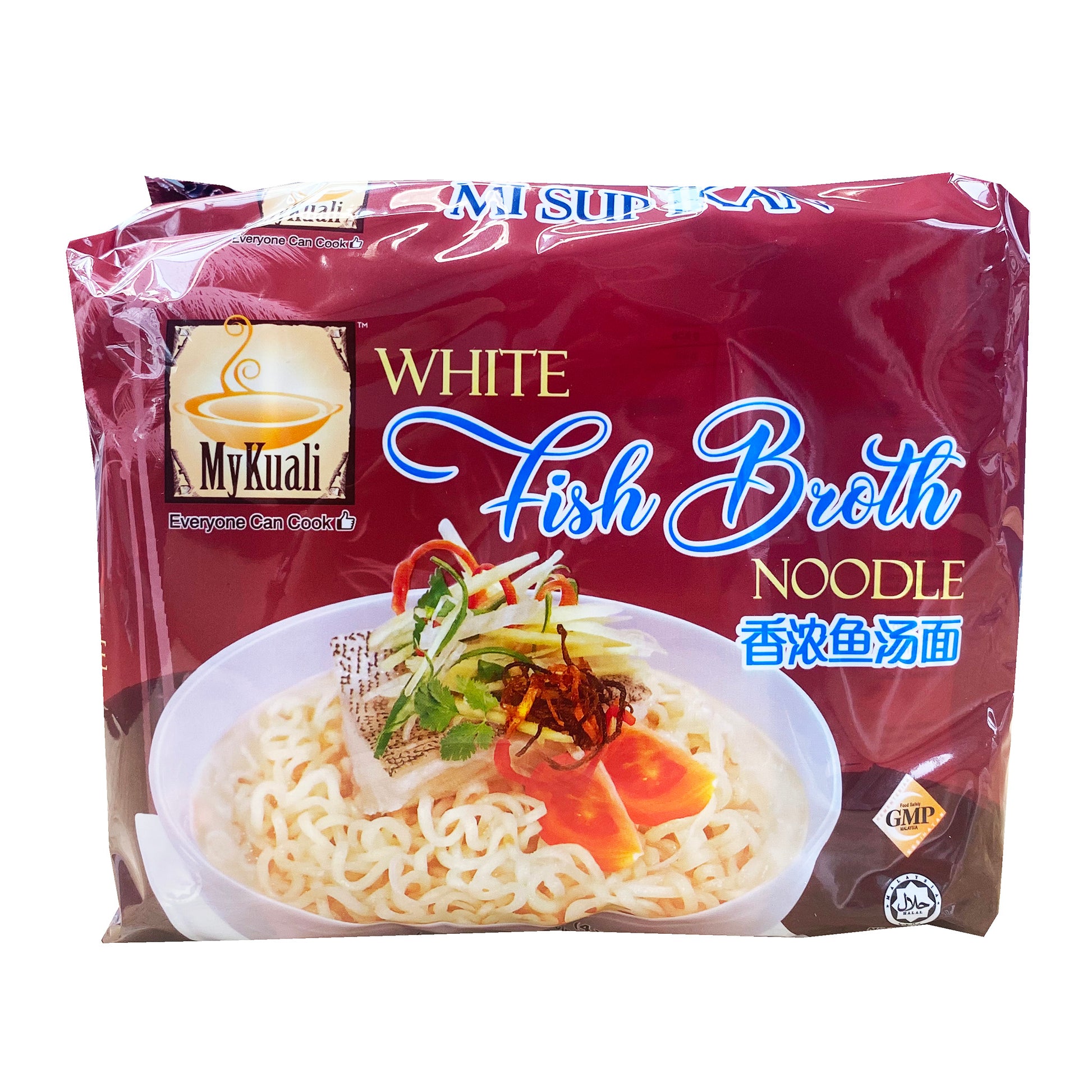 Front graphic image of MyKuali White Fish Broth Noodle 4 Pack 15.52oz