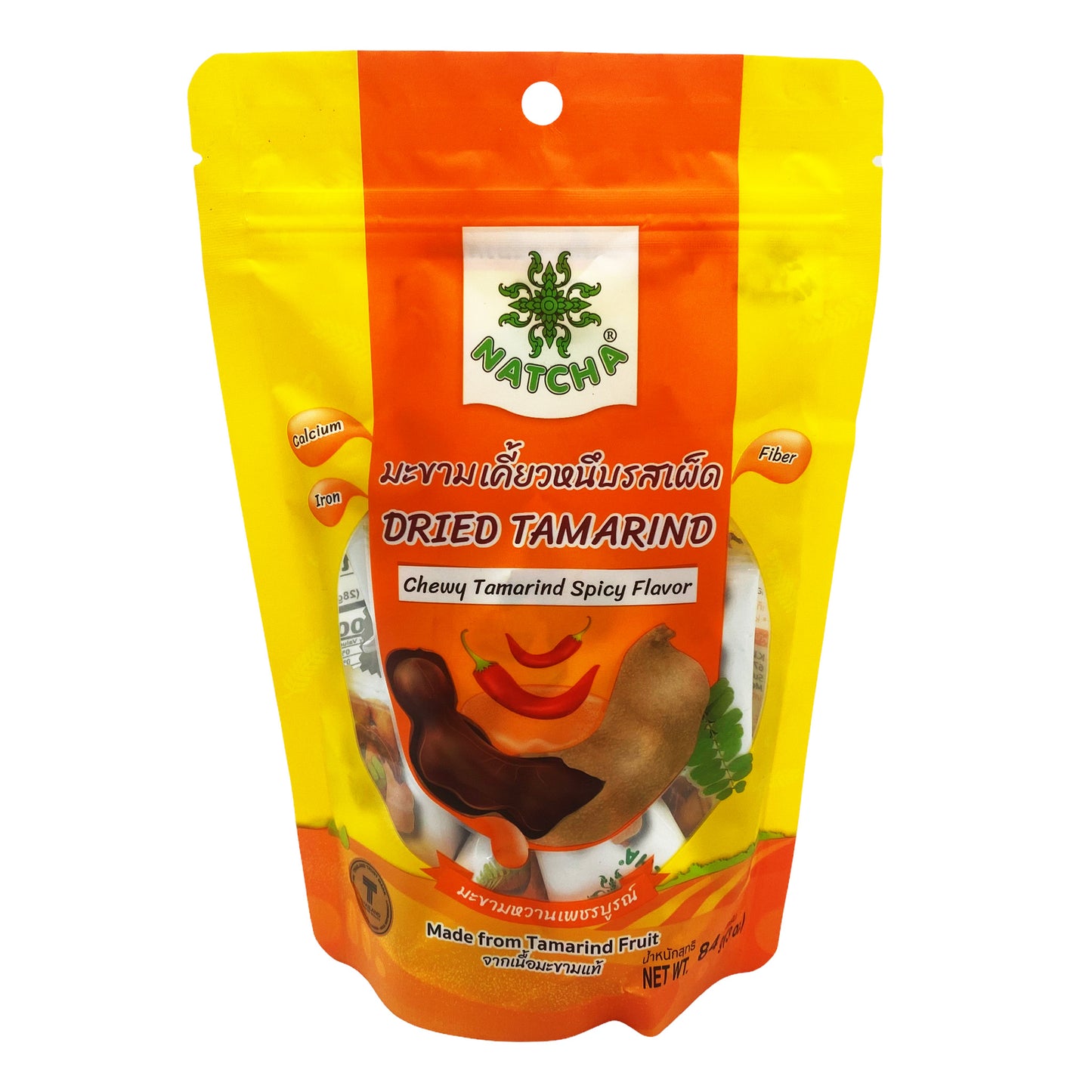 Front graphic image of Natcha Dried Chewy Tamarind - Spicy Flavor 3oz (84g)