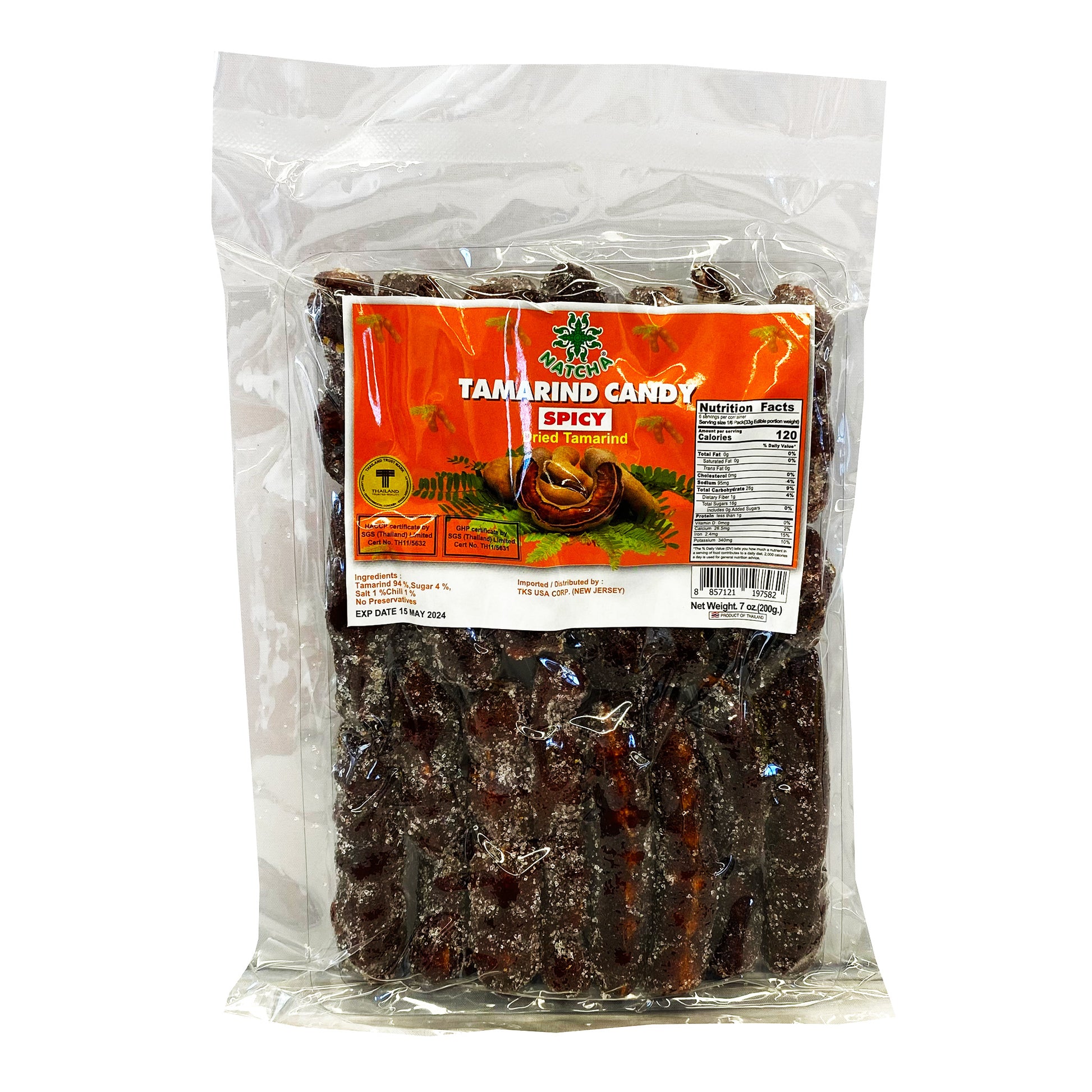 Front graphic image of Natcha Tamarind Candy - Spicy 7oz (200g)