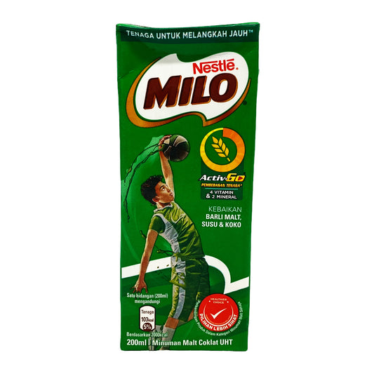Front graphic image of Nestle Milo Chocolate Flavored Drink 6.76oz (200ml)