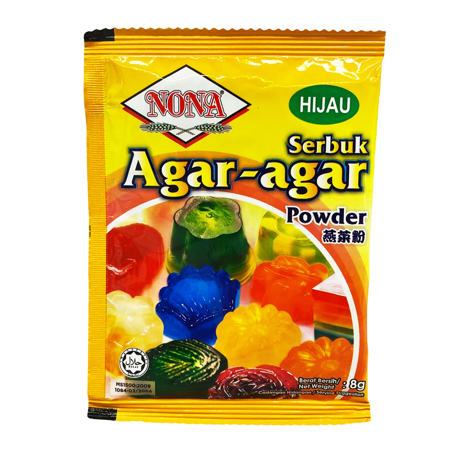 Front graphic image of Nona Serbuk Agar Agar Hijau Powder - Green 0.28oz (8g)