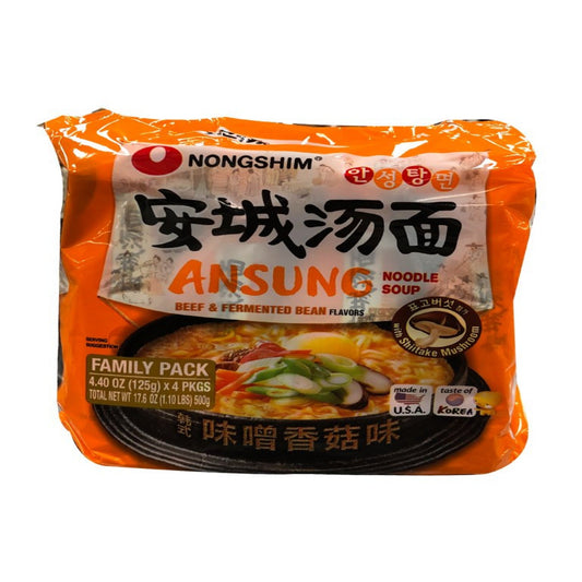 Front graphic image of Nongshim Ansung Noodle Soup Family Pack