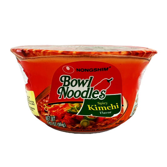 Front graphic image of Nongshim Bowl Noodles - Spicy Kimchi Flavor 3.03oz (86g)