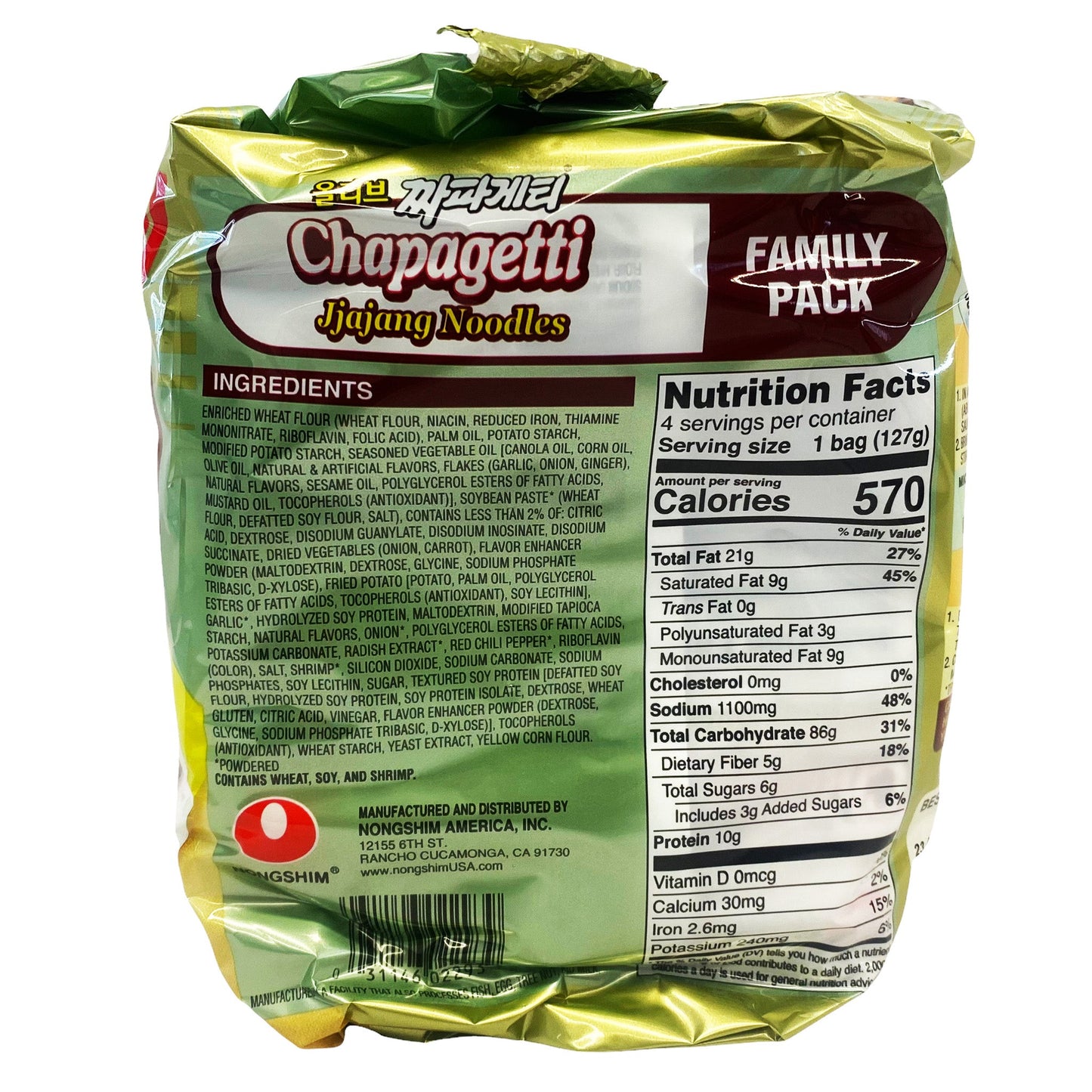 Back graphic image of Nongshim Chapagetti Noodle 17.92oz 