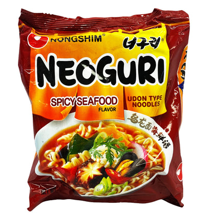 Front graphic image of Nongshim Neoguri Spicy Seafood Flavor 4.2oz