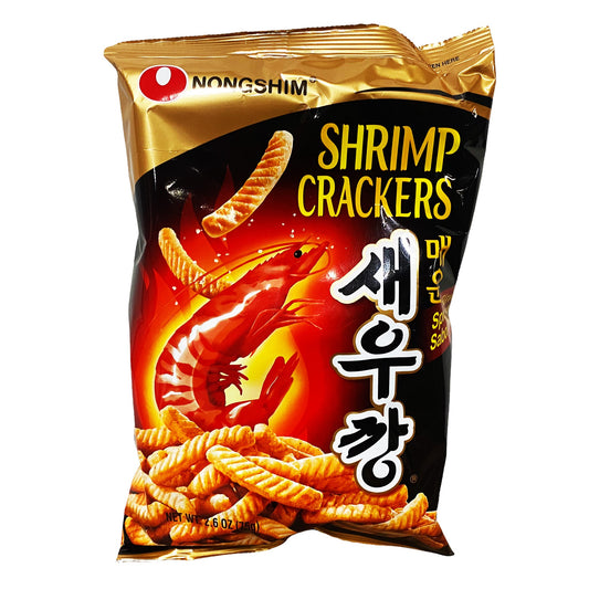 Front graphic image of Nongshim Shrimp Crackers - Hot & Spicy Flavor 2.64oz