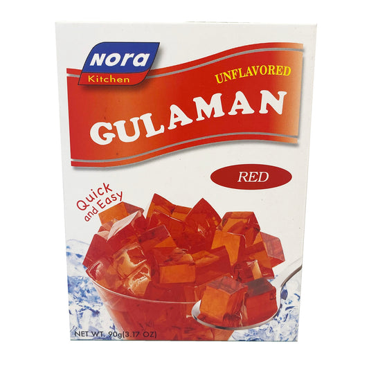 Front graphic image of Nora Kitchen Unflavored Gulaman - Red 3.17oz