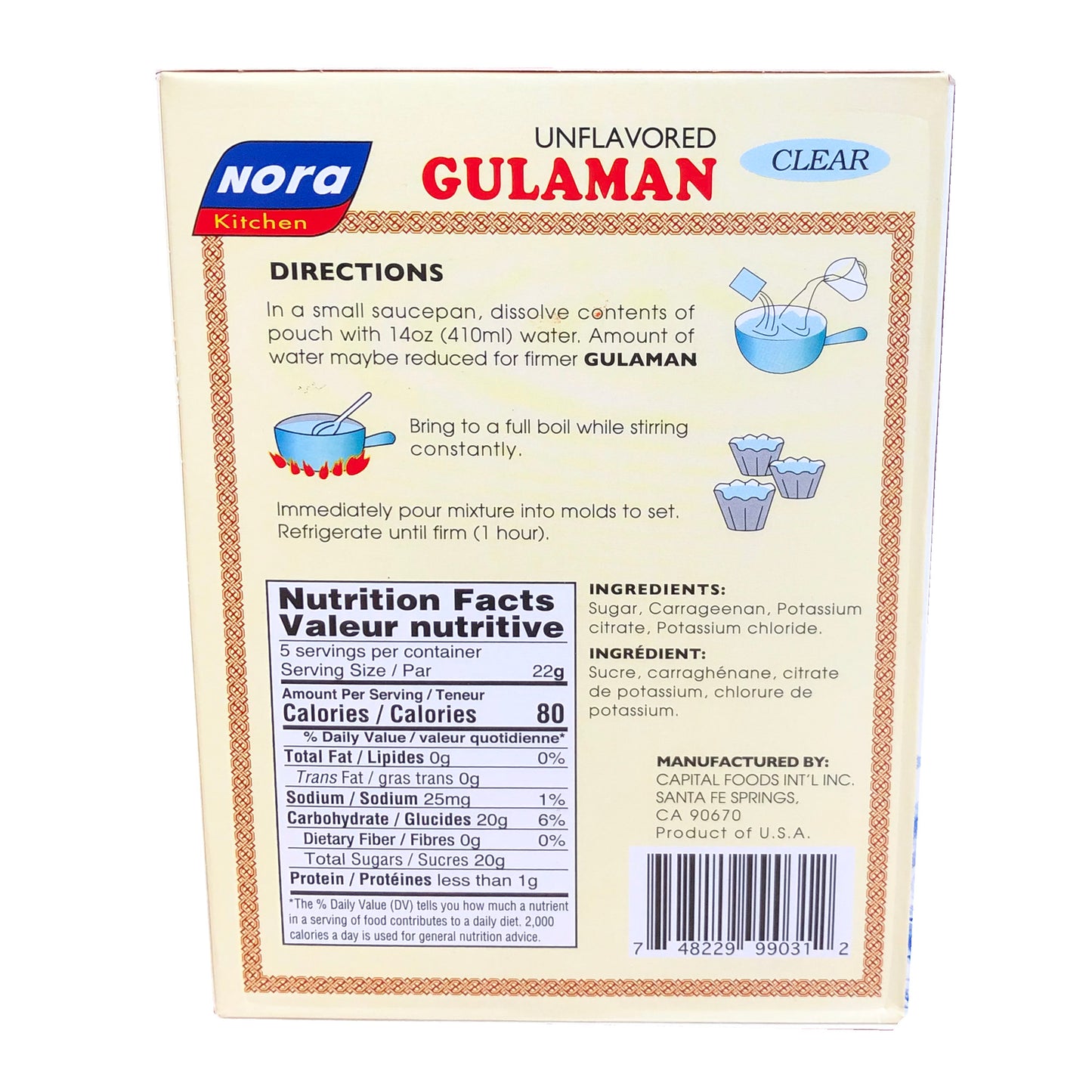 Back graphic image of Nora Kitchen Unflavored Gulaman - Clear 3.17oz