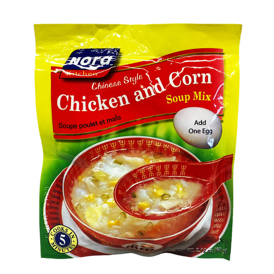 Front graphic view of Nora Kitchen Soup Mix - Chicken & Corn 2.11oz