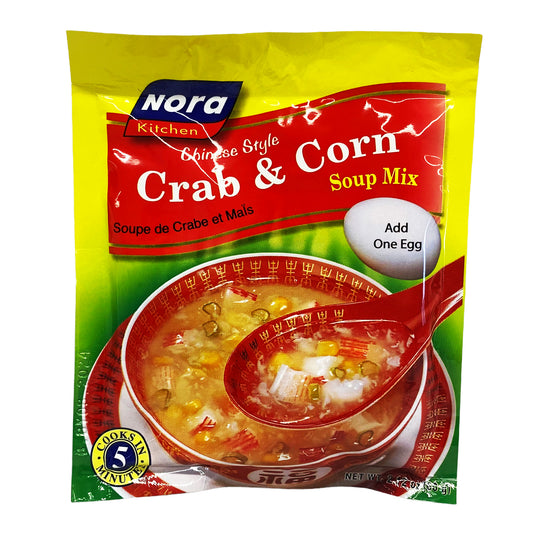 Front graphic view of Nora Kitchen Soup Mix - Crab & Corn 2.11oz