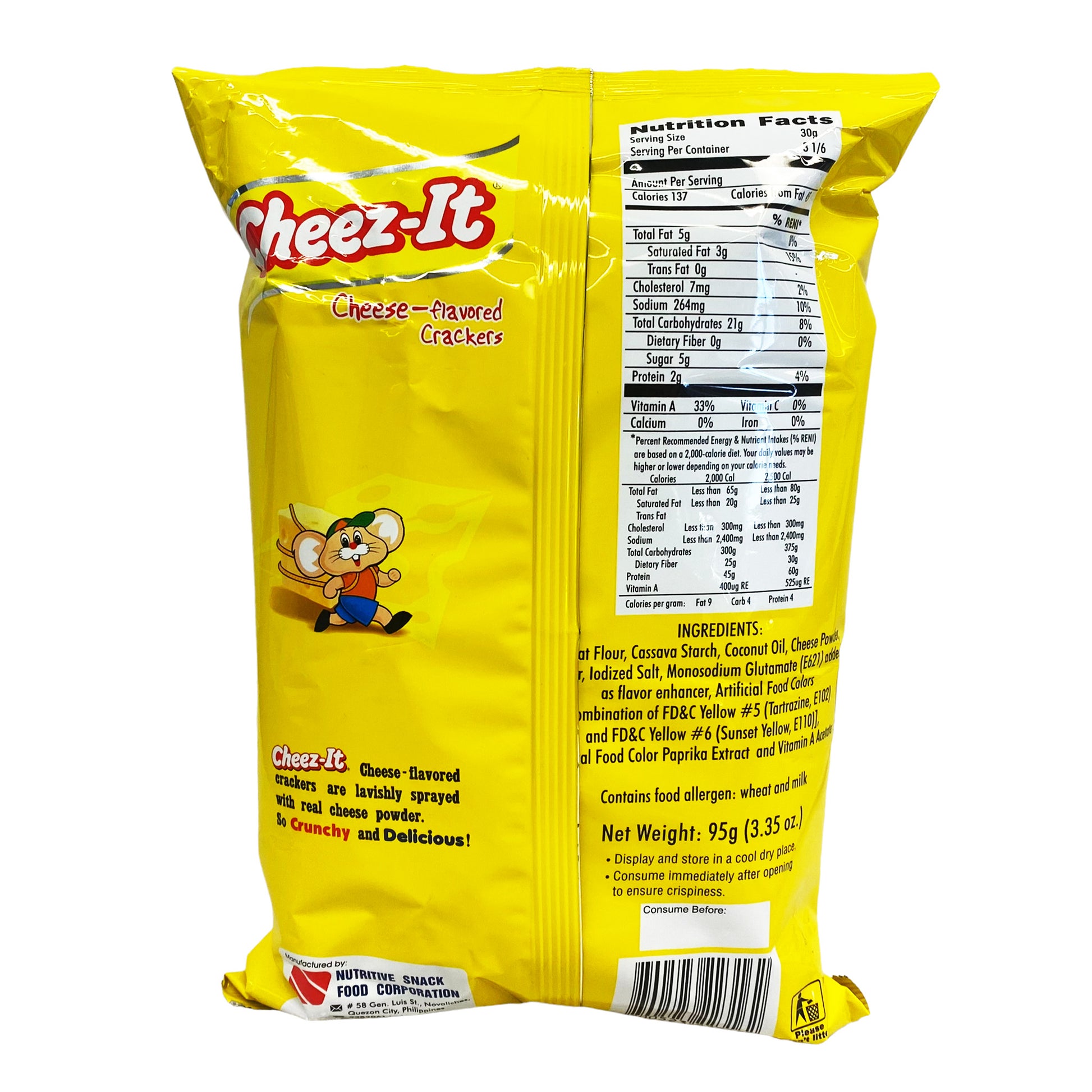 Back graphic view of Nutri Snack Cheez It - Cheese Flavor 3.35oz