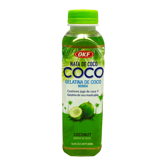 Front graphic image of OKF Coconut Jelly Drinks 16.9oz (500ml) 