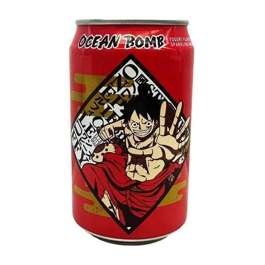 Front graphic image of Ocean Bomb One Piece Luffy Sparkling Water - Yogurt Flavor 11.1oz (330ml)