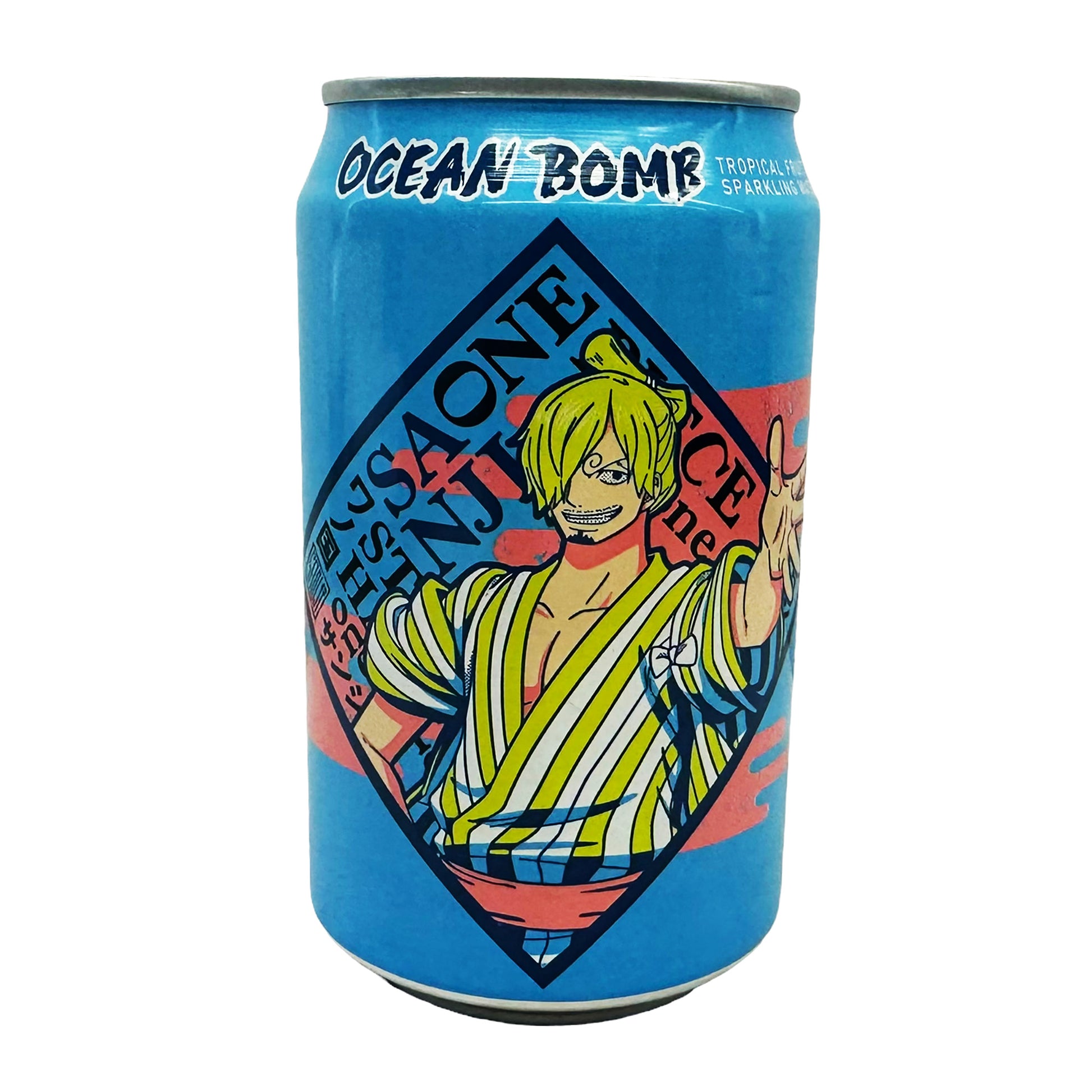 Front graphic image of Ocean Bomb One Piece Sanji Sparkling Water - Tropical Fruit Flavor 11.1oz (330ml)