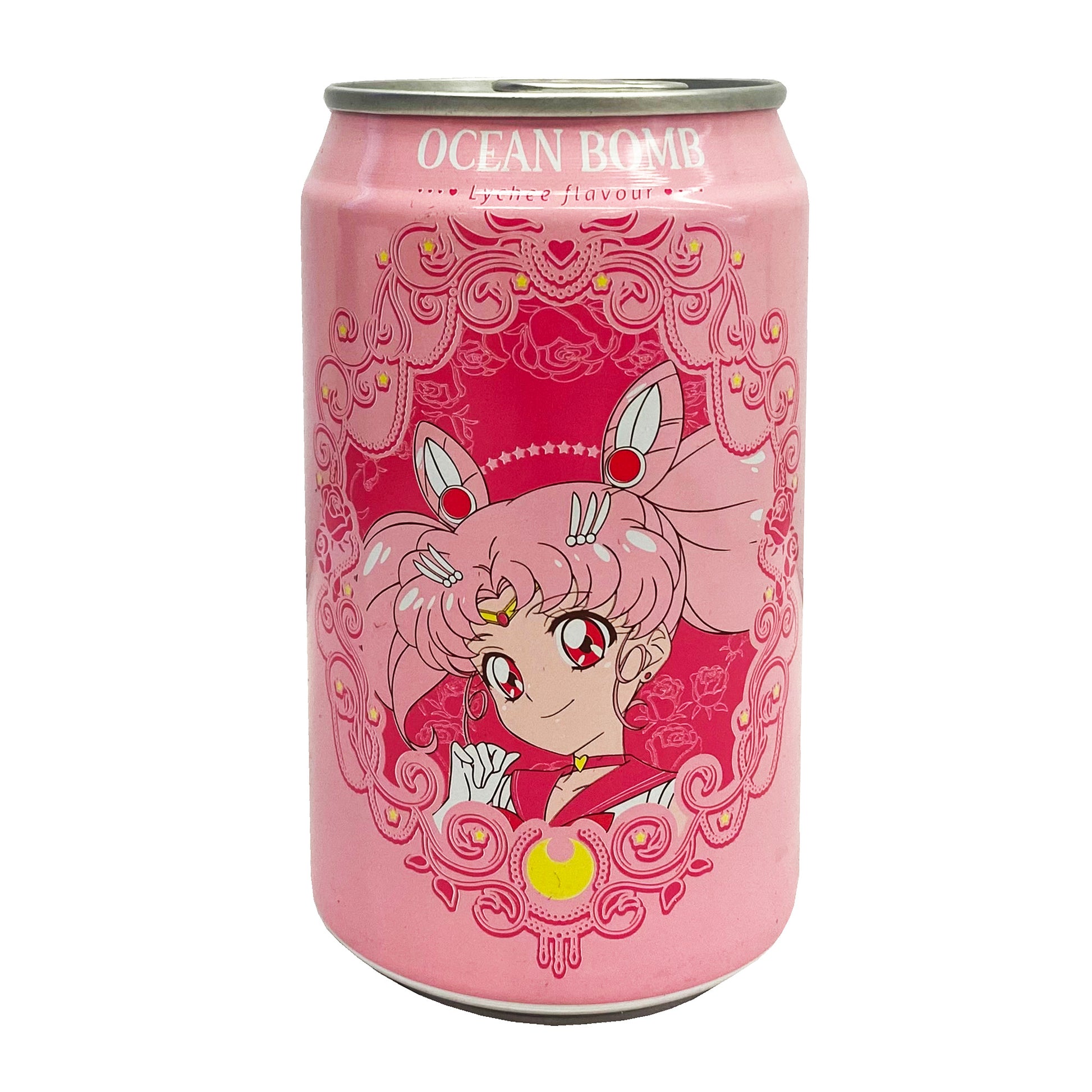 Front graphic image of Ocean Bomb Sailor Moon Sparkling Water - Lychee Flavor 11.15oz (330ml) - Ocean Bomb 美少女战士 荔枝风味气泡水 11.15oz (330ml)