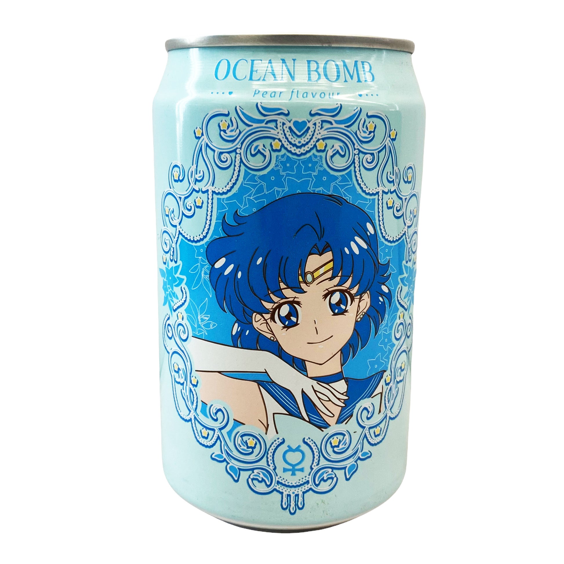 Front graphic image of Ocean Bomb Sailor Moon Sparkling Water - Pear Flavor 11.15oz (330ml)