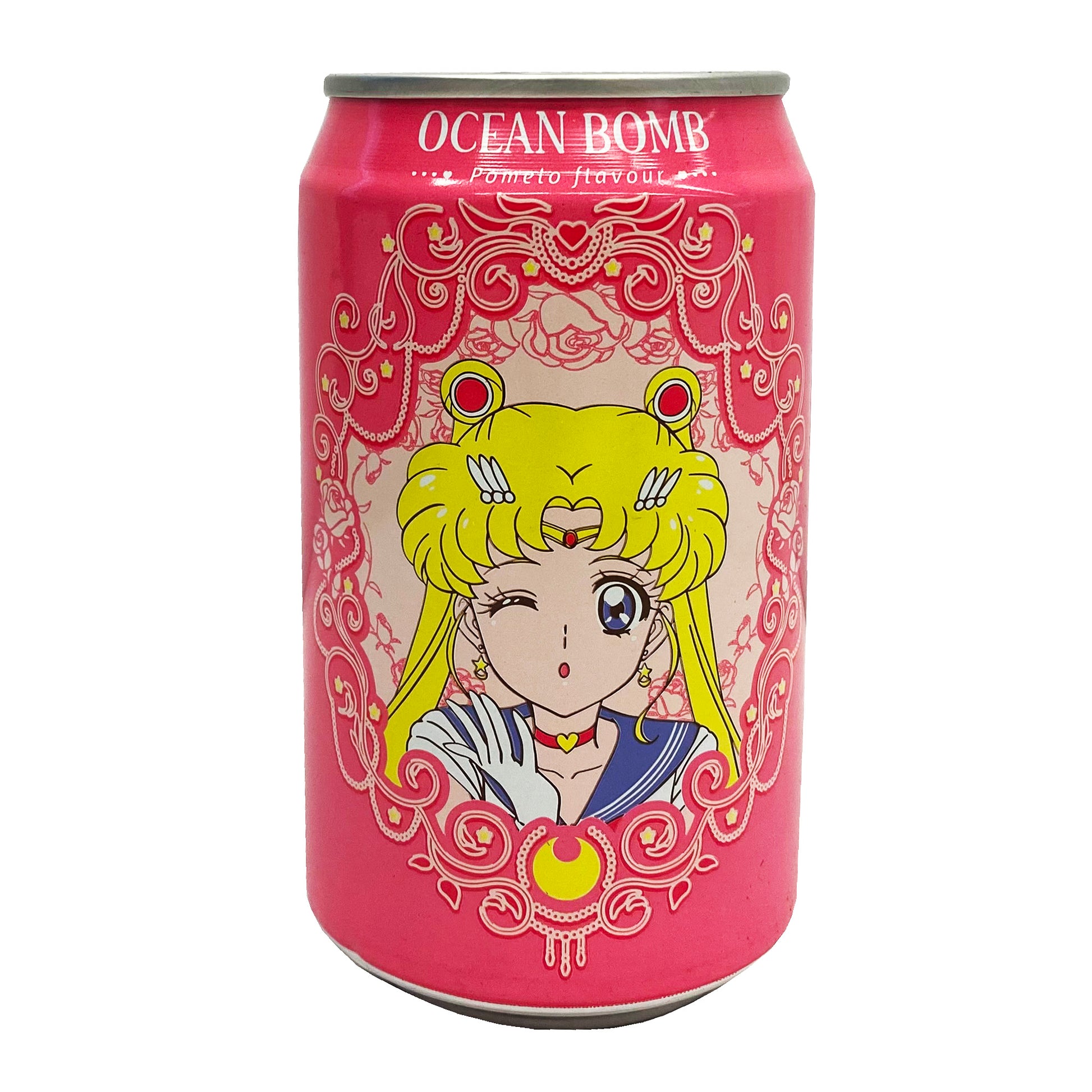 Front graphic image of Ocean Bomb Sailor Moon Sparkling Water - Pomelo Flavor 11.15oz (330ml) - Ocean Bomb 美少女战士 黃金柚风味气泡水 11.15oz (330ml)