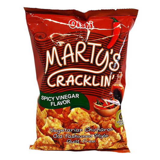 Front graphic image of Oishi Marty's Cracklin' - Spicy Vinegar Flavor 3.17oz (90g)
