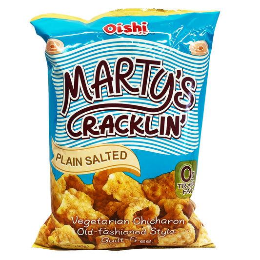 Front graphic image of Oishi Martys Cracklin - Plain Salted Flavor 3.17oz 
