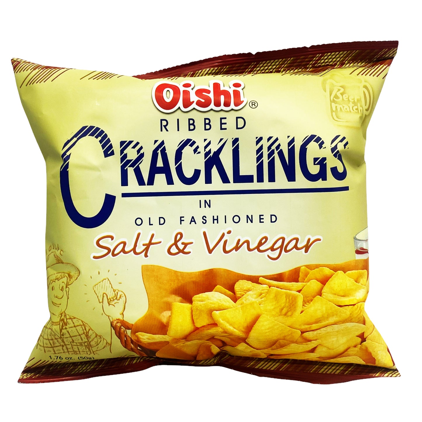 Front graphic image of Oishi  Ribbed Cracklings - Salt & Vinegar Flavor 1.76oz