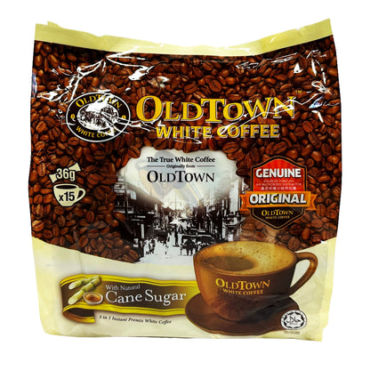 Front graphic image of Old Town 3 In 1 White Coffee - Cane Sugar 19oz