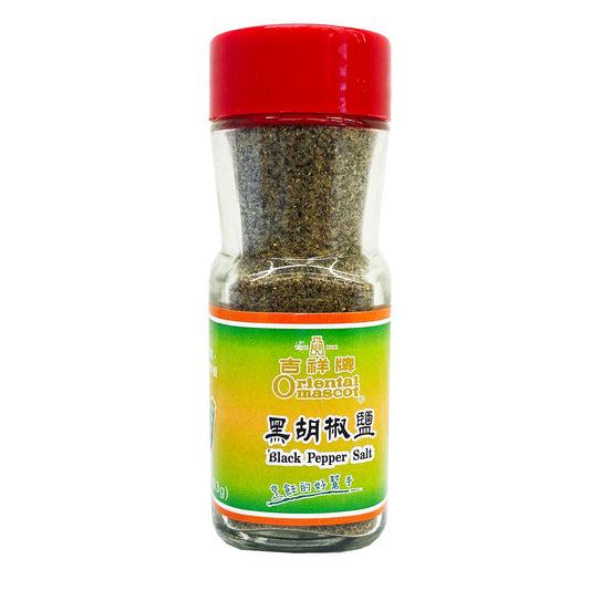 Front graphic image of Oriental Mascot Black Pepper Salt 2.2oz