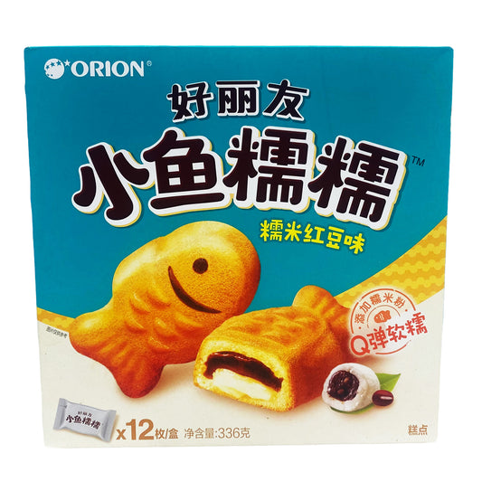 Front graphic image of Orion Fish Shaped Mochi Cake - Red Bean Flavor 8oz (336g) - 好丽友 好丽友 小鱼糯糯 - 糯米红豆味 8oz (336g)