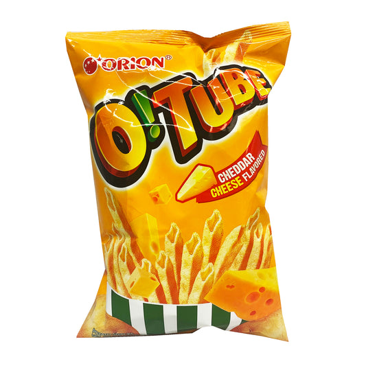 Front graphic image of Orion O! Tube Cheddar Cheese Potato Sticks 4.06oz (115g)