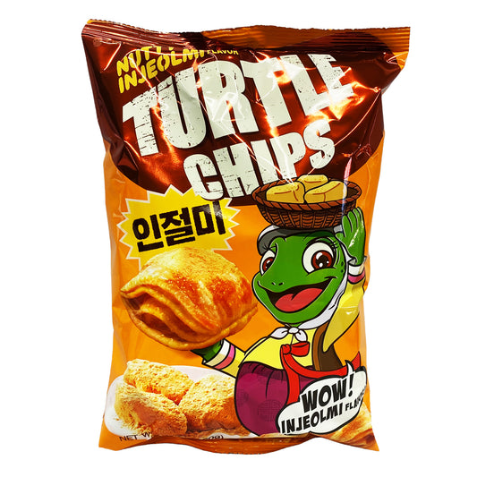 Front graphic image of Orion Turtle Chips - Injeolmi Flavor 5.65oz (160g)