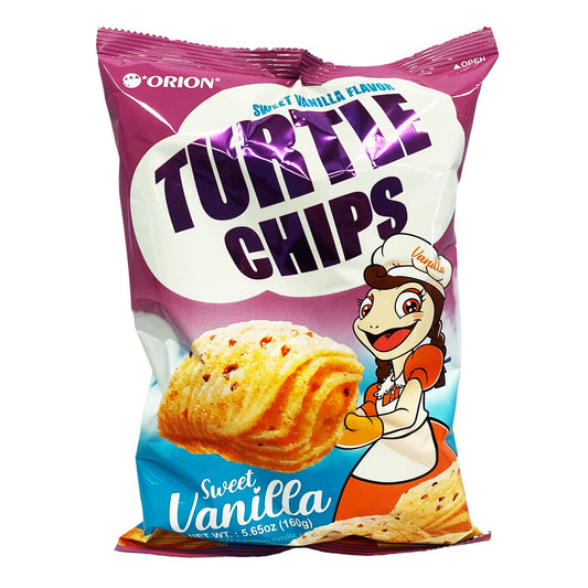 Front graphic view of Orion Turtle Chips - Sweet Vanilla Flavor 5.65oz (160g)