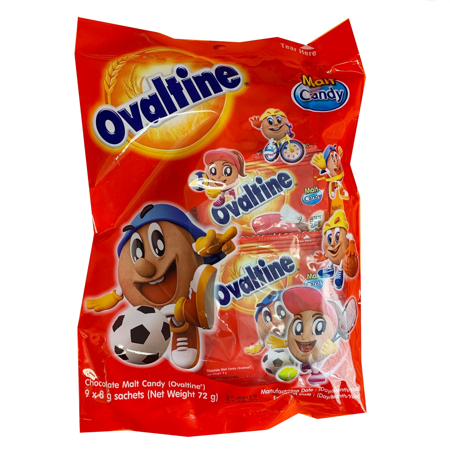 Front graphic image of Ovaltine Chocolate Tablet Malt Candy 2.5oz
