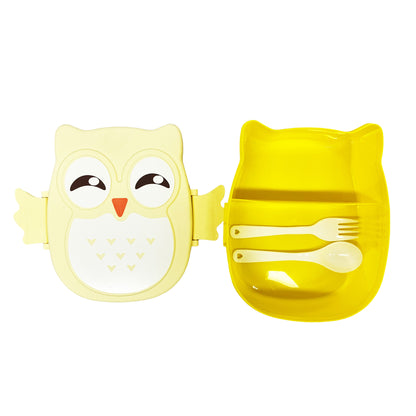 Graphic view of Owl Lunch Box Set - Yellow 6 X 5.5 X 2.5 Inches