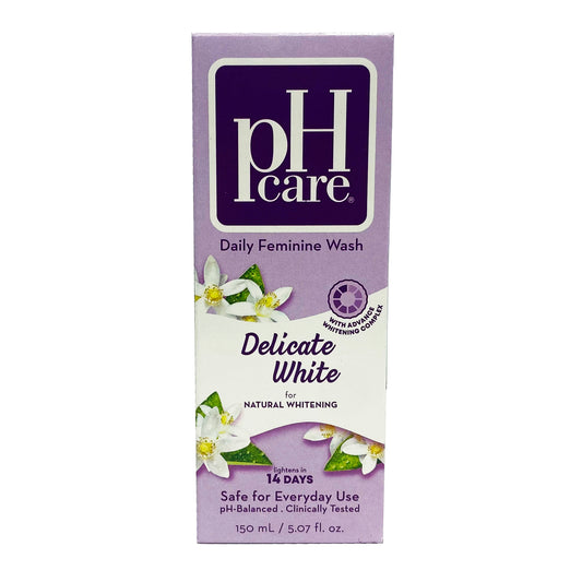 Front graphic view of PH Care Daily Feminine Wash - Delicate White 5.07oz (150ml)