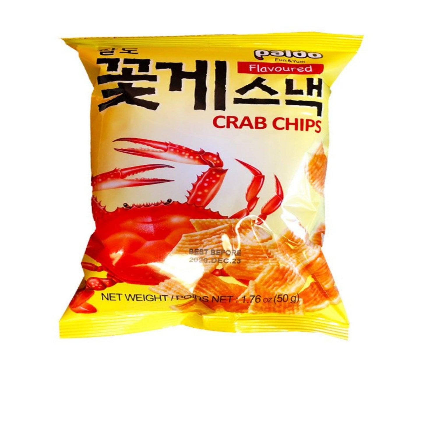 Front graphic image of Paldo Crab Flavored Chips 1.76oz