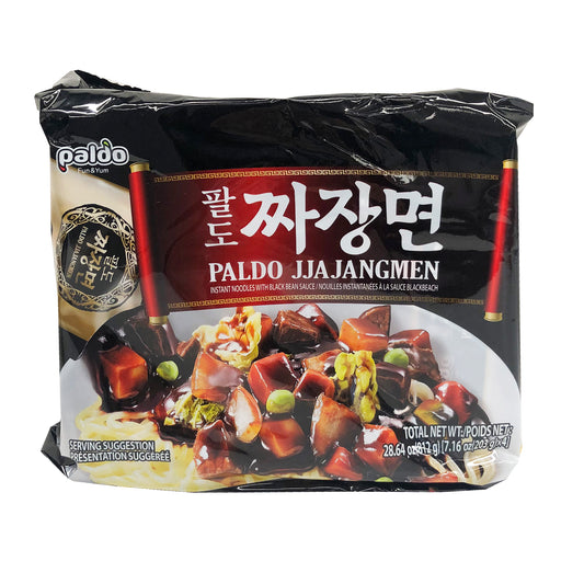 Front graphic image of Paldo Jjajang Men Noodle 4 Pack 28oz