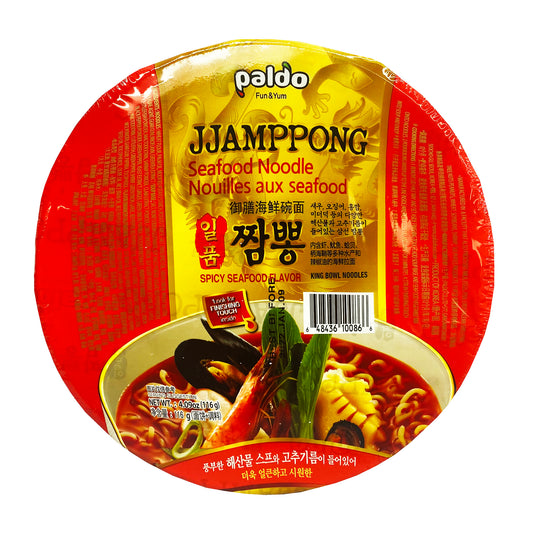 Front graphic image of Paldo Jjamppong Seafood Noodle King Cup 4.09oz