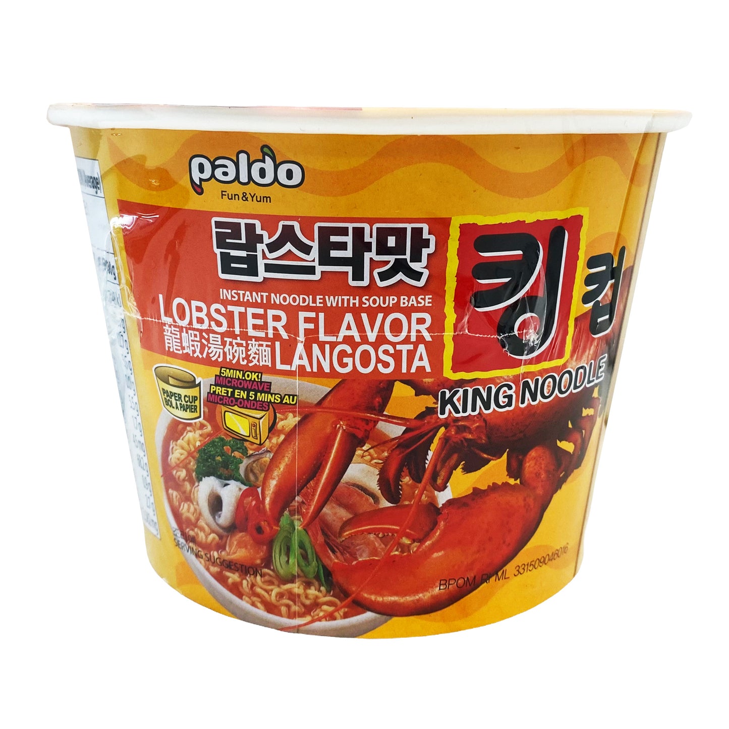 Front graphic image of Paldo King Cup Noodle - Lobster Flavor 3.88oz (110g)