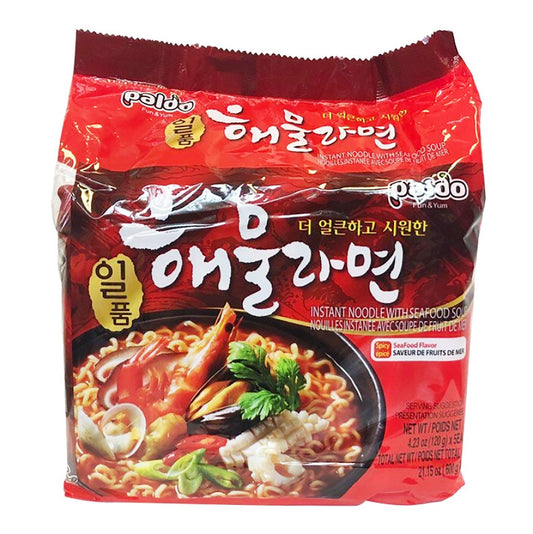 Front graphic image of Paldo Seafood Ramen - 5 Pack
