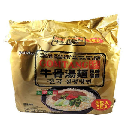 Front graphic image of Paldo Gomtang Beef Bone Flavor Noodle Soup Family Pack 18oz