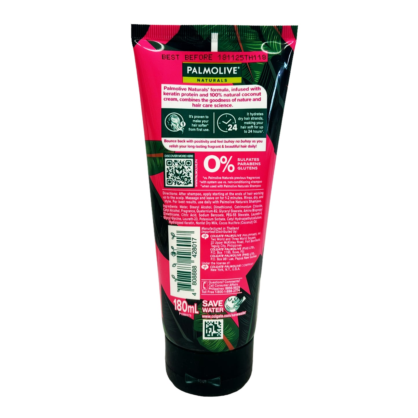 Back graphic image of Palmolive Naturals Intensive Moisture Cream Conditioner (Pink) 6.08oz