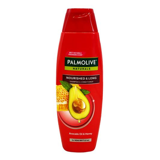 Front graphic view of Palmolive Naturals Nourished And Long Shampoo and Conditioner (Red) 6.08oz 180ml