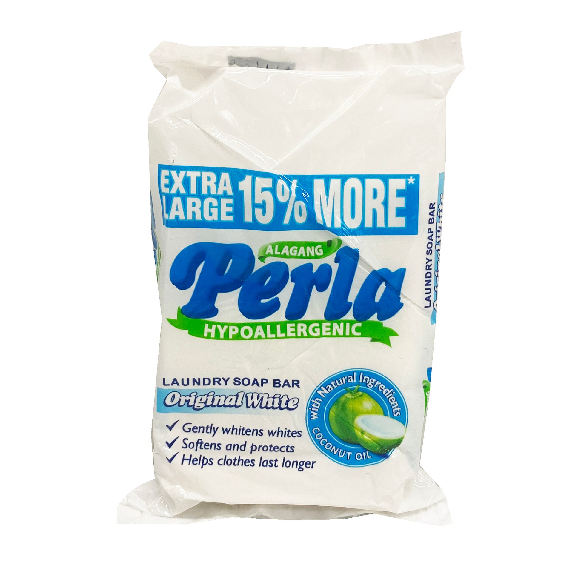 Front graphic view of Perla Original White Soap 3.8oz