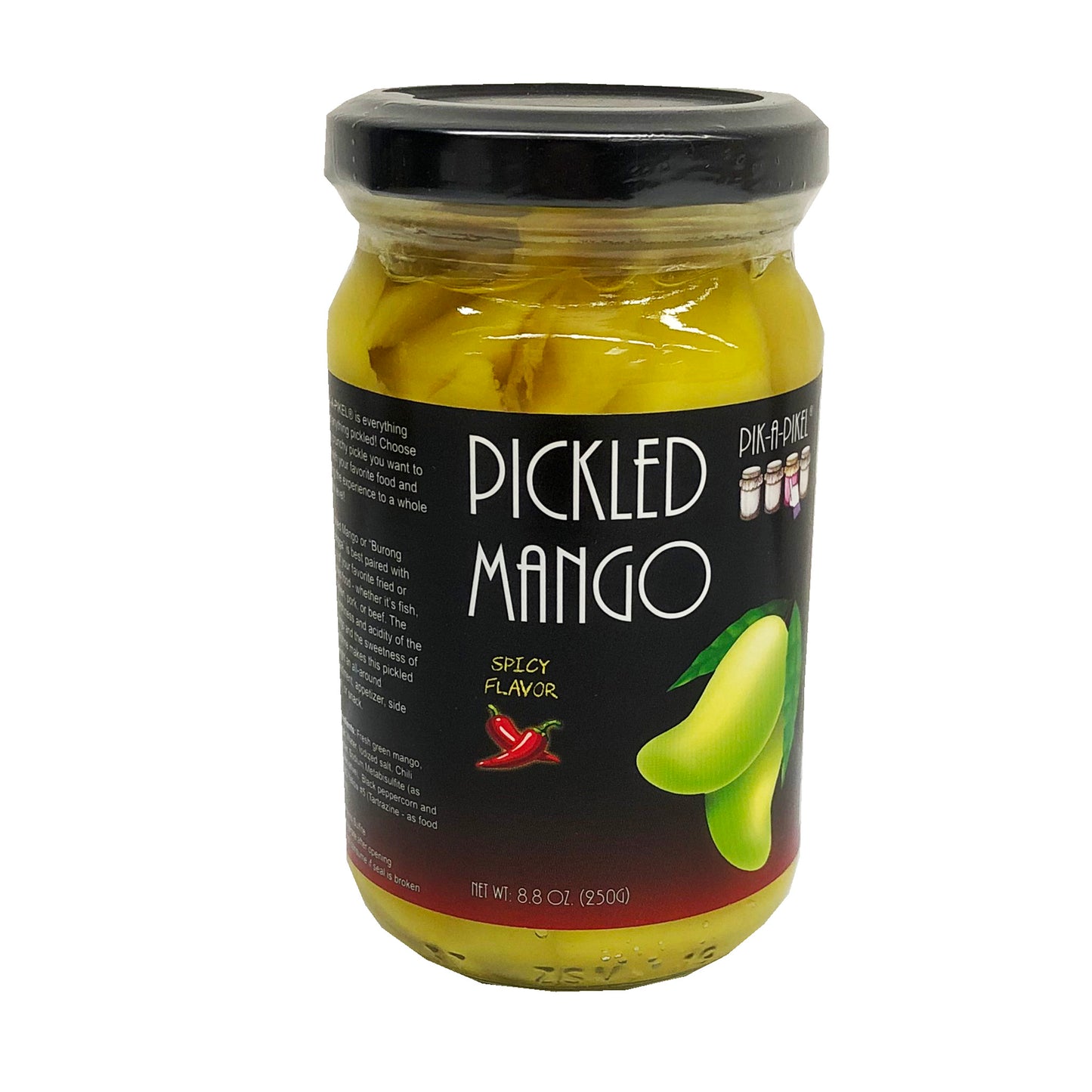 Front graphic image of Pik-A-Pikel Pickled Mango - Spicy 8.8oz