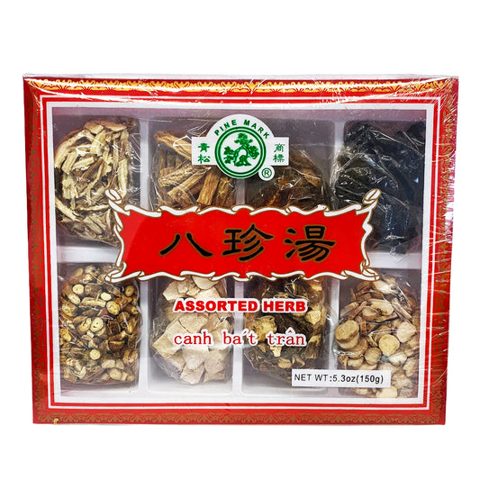 Front graphic image of Pine Mark Assorted Herb - Bazhen Soup 5.3oz (150g) - 青松 八珍汤 5.3oz (150g)