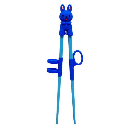 Front graphic view of Rabbit Training Chopsticks - Blue 8.5 Inches 