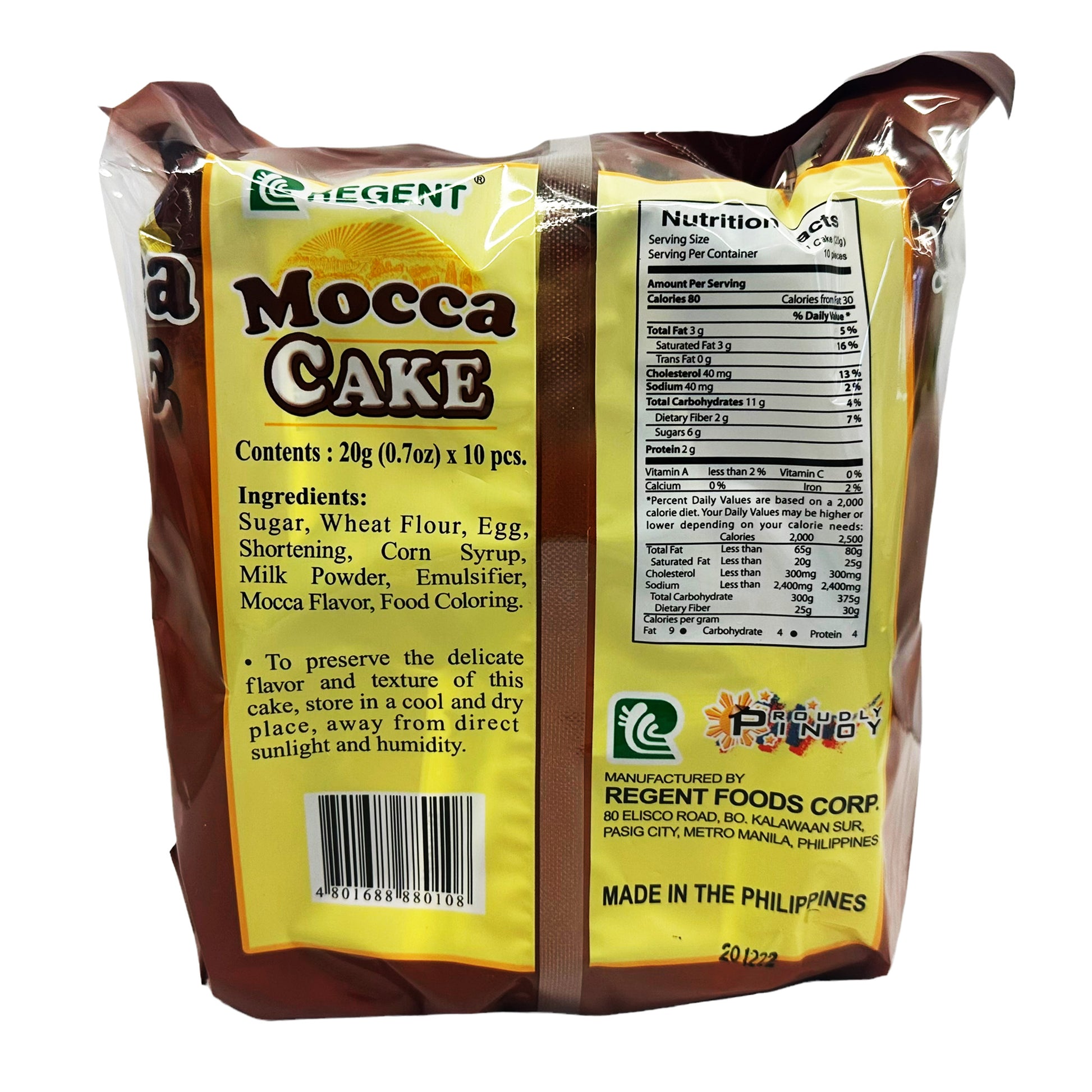 Back graphic image of Regent Mocca Cake 7oz